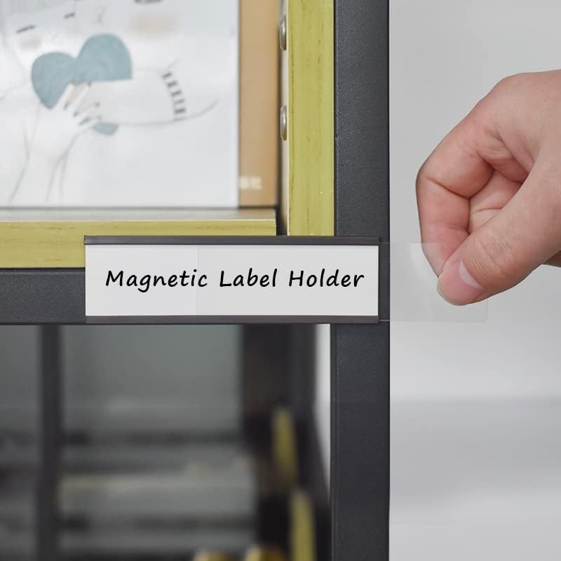 Titulares de etiquetas magentic de canal c mvisual 1x3 polegadas com inserções de papel e protetores de plástico transparente,