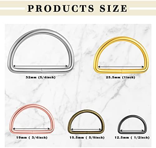 90 peças variadas colorido metal d anéis d forma multi -proposition metal d anel semi -circular D para sacos de hardware