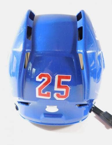 2018-19 Tim Gettinger 25 New York Rangers Used CCM Capacete CCM Blue Loa 266401-jogo usado capacetes NHL