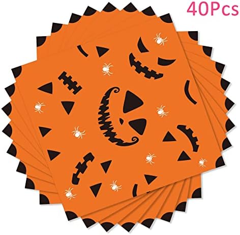 40pcs Halloween papel guardanapos, bebidas descartáveis ​​guardanapos de abóbora de halloween suprimentos para festas de coquetel