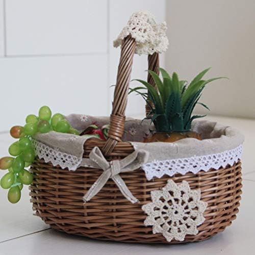 Hemoton Fruits Basket 2pcs tecido de armazenamento cesto de vime cesto de linho cesto de cesta de cesta de casamento cesto de
