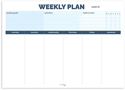 Plano de planejador semanal 10 x7, sem data, capa de papelão, semanalmente para fazer a lista de no bloco de notas, planejador