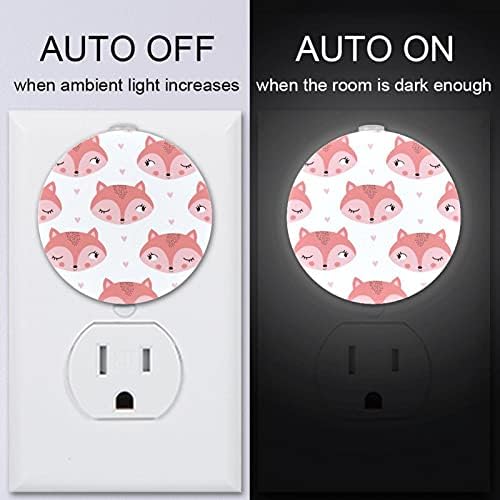 2 Pack Plug-in Nightlight Night Night Light Foxes Animal com sensor do anoitecer ao amanhecer para o quarto de crianças,