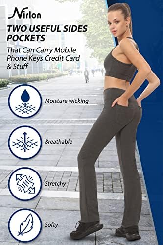 Calças de ioga Nirlon com bolsos - calças de ioga com bolsos para mulheres Leggings respiráveis ​​com bolsos regulares e de tamanho
