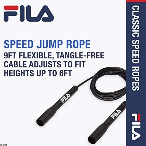 FILA ACESSORES SPEEL JUMP CORRO - 9ft Classic Fitness Jumping Rope | Cabo sem emaranhado ajustável e alças de alça estendida