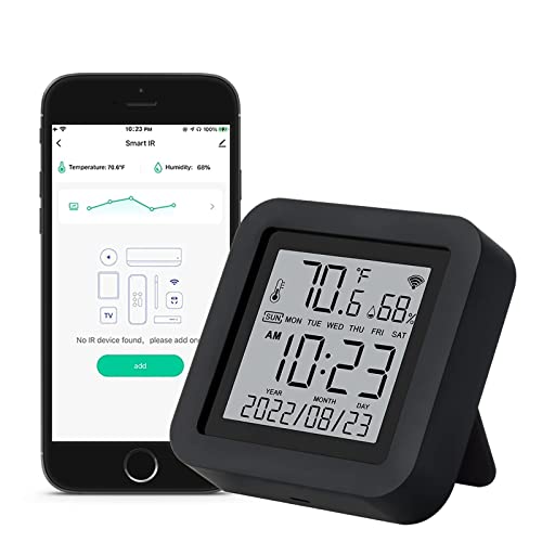 Yewhick Wifi Smart IR Remote Controle com sensor de umidade e monitor de temperatura, higrômetro de termômetro de ambiente para automação