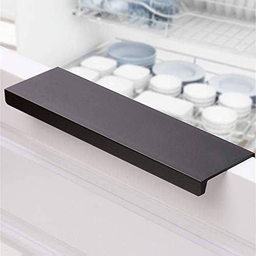 6 Pacote de dedo moderno puxadores para armários Gaveta plana Pull abas, 15 cm/5,9 de alumínio preto cozinha de cozinha