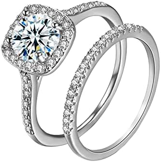Mulheres tamanho jóias prata dois anéis de anel 69 peças de casamento anéis brancos de shinestone anéis peculiares