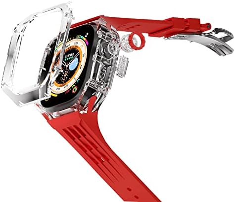 Caso de kit de mod do BEFIA transparente para Apple Watch 49mm Rubber Sports Band para Iwatch Series Ultra 8 Silicone Watch