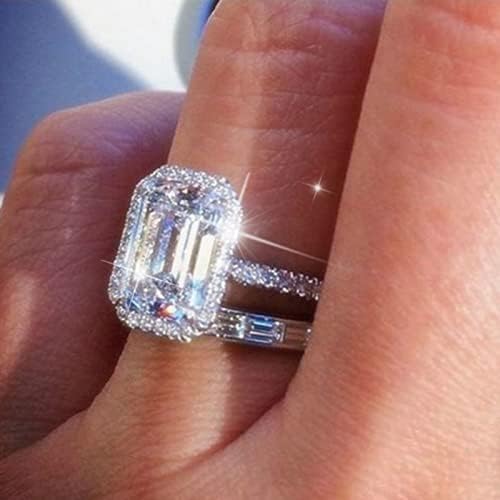 Mulheres anéis de noivado quadrado shinestone Bridal Wedding Ring Solitarire