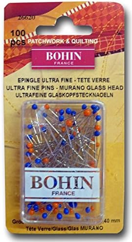 Bohin Glass Head Ultra Fine e Pins flexíveis, tamanho 22, 100 pacote