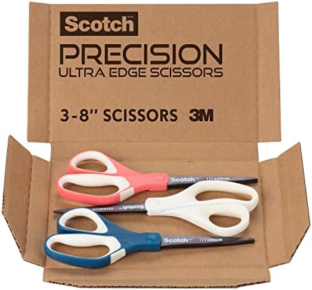 Scotch Brand Precision Ultra Edge Scissors, 8 polegadas, 3-pacote