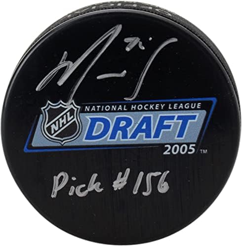 Ryan Reaves New York Rangers autografou 2005 NHL Draft Logo Hockey Puck com inscrição Pick 156 - Pucks autografados da