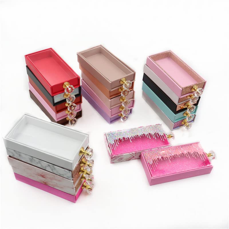 Caixas de embalagem de cílios caixas de retângulo com bandejas de cristal a granel Case magnética vazia, caixa E62,1
