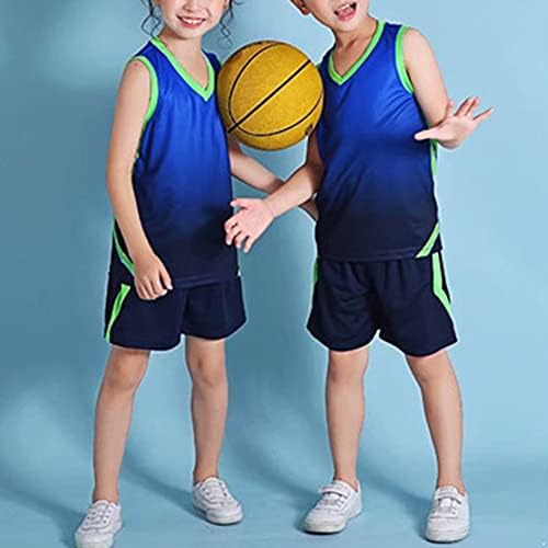 Yeahdor Kids Boys Athletic Jersey Atualmente, roupas de basquete de roupas de vestuário de pescoço de pescoço e shorts