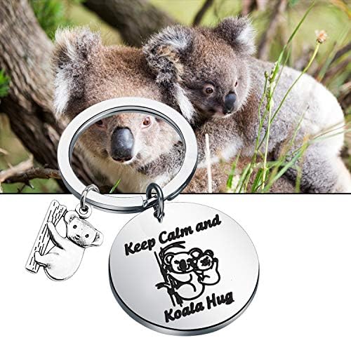 WSNANG KOALA Urso Presente Mantenha a calma e Koala abraça Keychain Amante Animal Jóia Koala Gre presente para amigos da