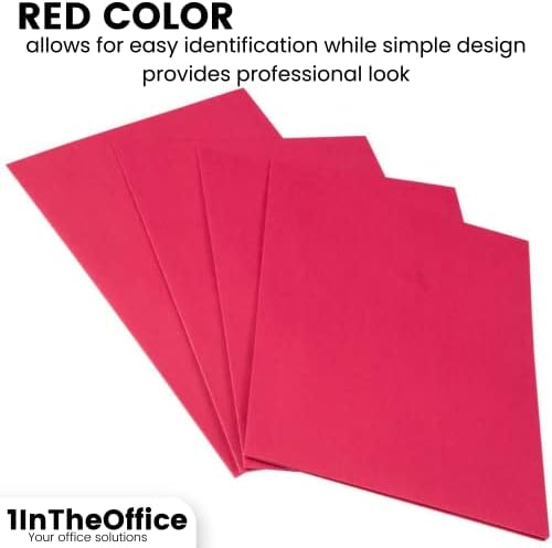 1 portfólio de bolso de office, pasta de papel de bolso em relevo, 11 x 8,5, vermelho, 25 pacote