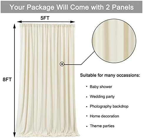 10ftx8ft de cortinas sem cenário sem rugas de marfim, não transmitir cortinas de fundo de poliéster de marfim decorações de cenário