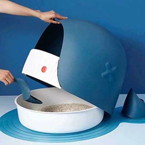 Caixa de areia de gato zzk semi-fechada com respingo de baleia pedal e banheiro de lixo de gato resistente ao odor