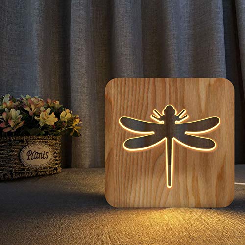 XDG Dragonfly 3D Lâmpada de madeira Led Night Light Home Room Decoração Lâmpadas de mesa criativas para crianças Presente