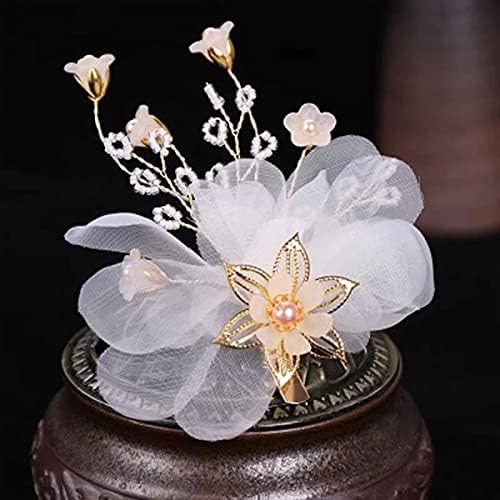 Mxiaoxia fios brancos clipe de cabelo de cabelo pinos de cabelo tiaras performance hairpins floral jóias de jóias para
