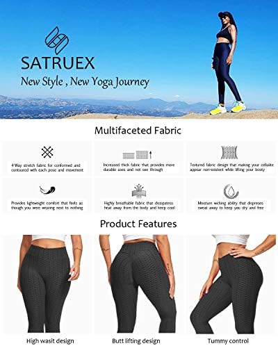 Satruex Butt Levating Leggings para mulheres Tomme Controle High Scrunch Scrunch Leggings Calças de ioga para corrida
