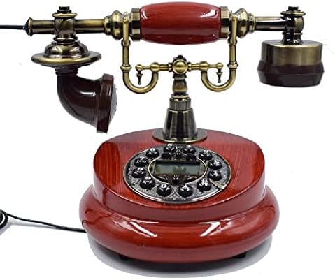 Mmllzel Antique com cordão lineado Resina Telefone fixo Digital Retro.