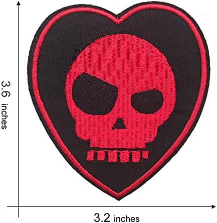Kloriz Heart Skull Patch Spooky Horror bordado Ferro On/Sew On Patches Day of the Dead Gift