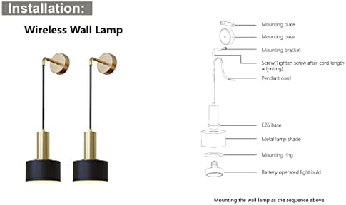 Conjunto de luz de parede de duas arestas de parede operadas por bateria com lâmpadas de parede remotas e sem fio led