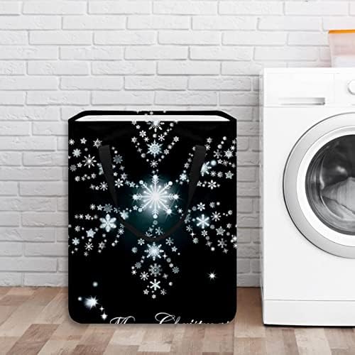 Shine Snowflakes Flocos impressos cesto de lavanderia dobrável, cestas de lavanderia à prova d'água 60l Lavagem de