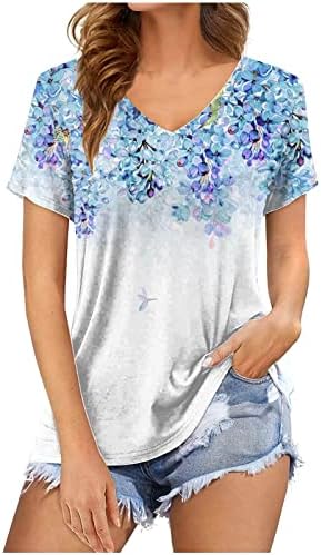 Tops de verão para mulheres 2023 Moda Lady causal Blusa de impressão em vibração curta T-shirt Tops de verão