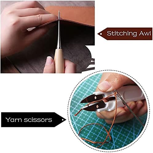 Ferramentas de costura de couro para costurar a mão Puncos de couro para cravar a ferramenta de punção de cravos agulha de rosca encerada