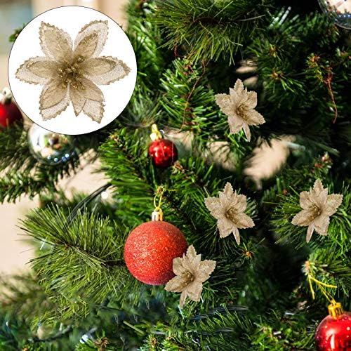 Bestoyard 24 PCs Poinsettia Artificial Christmas Flowers Decorações de Natal Ornamentos de árvore de Natal Decores de árvores