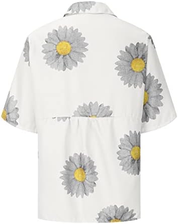 Blusa de lounge adolescente blusa de manga curta camisa camisa colarinho colarinho spandex spandex margarida floral estampa