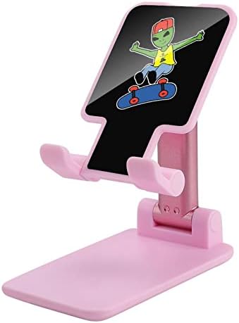 Alien Loves Skateboard Phone dobrável Stand Ajuste Ajuste do telefone celular Dock de desktop Compatível com tablets para comutador