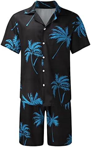 Camisa de flores masculina Hawaiian Gets Button Casual Down Short Slave Slave Duas peças Ternos e conjuntos de homens de duas peças