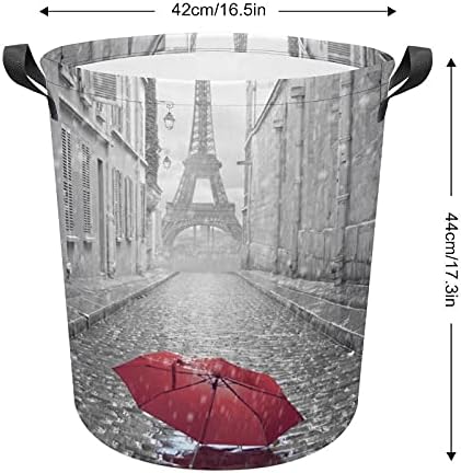 Guarda -chuva de cesta de lavanderia de Foduoduo na chuva Eiffel Tower Laundry TurMper com alças Torda dobrável Saco de armazenamento