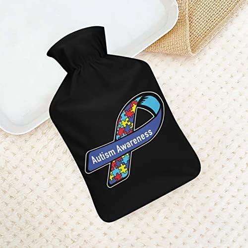 Garrafa de água quente de fita de conscientização do autismo com capa Bolsa de água quente de borracha quente garrafa