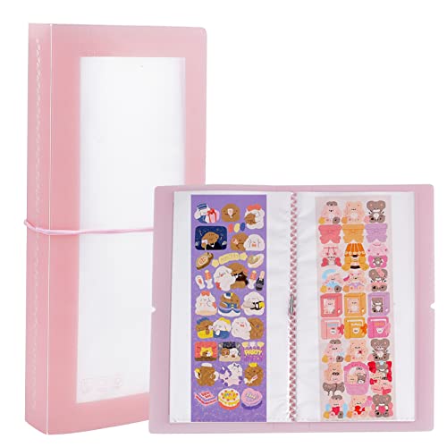 Niceneeded 30 slots Macaron Style Pink Collecting Álbum, Livro de armazenamento fofo para adesivos decorativos, Decalques