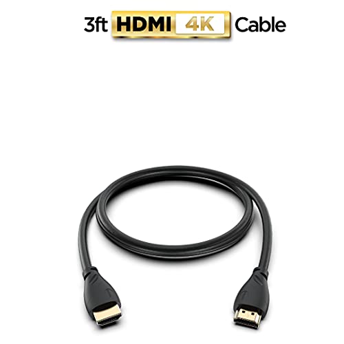 PowerBear 4K Cabo HDMI 3 pés | Alta velocidade, conectores de borracha e ouro, 4K @ 60Hz, Ultra HD, 2K, 1080p e Arc Compatível