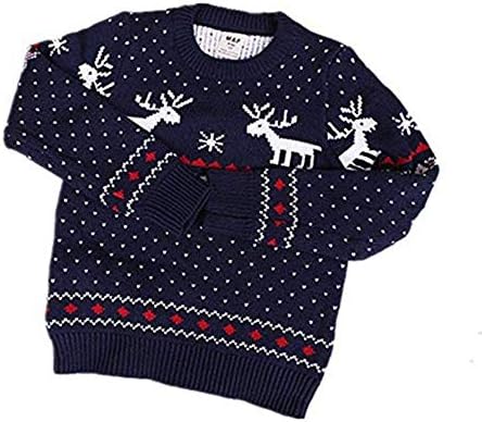 Lareira de malha infantil Teemall adorável suéter de Raindeer para o melhor presente de Natal, 2t-5t