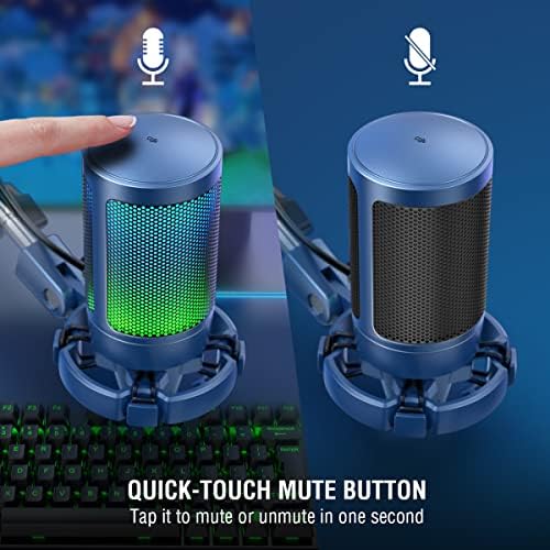 Kit de microfone para transmissão de jogos USB Fifine USB, RGB Condenser Computer Mic pacote com filtro pop para Mac/Desktop/Laptop