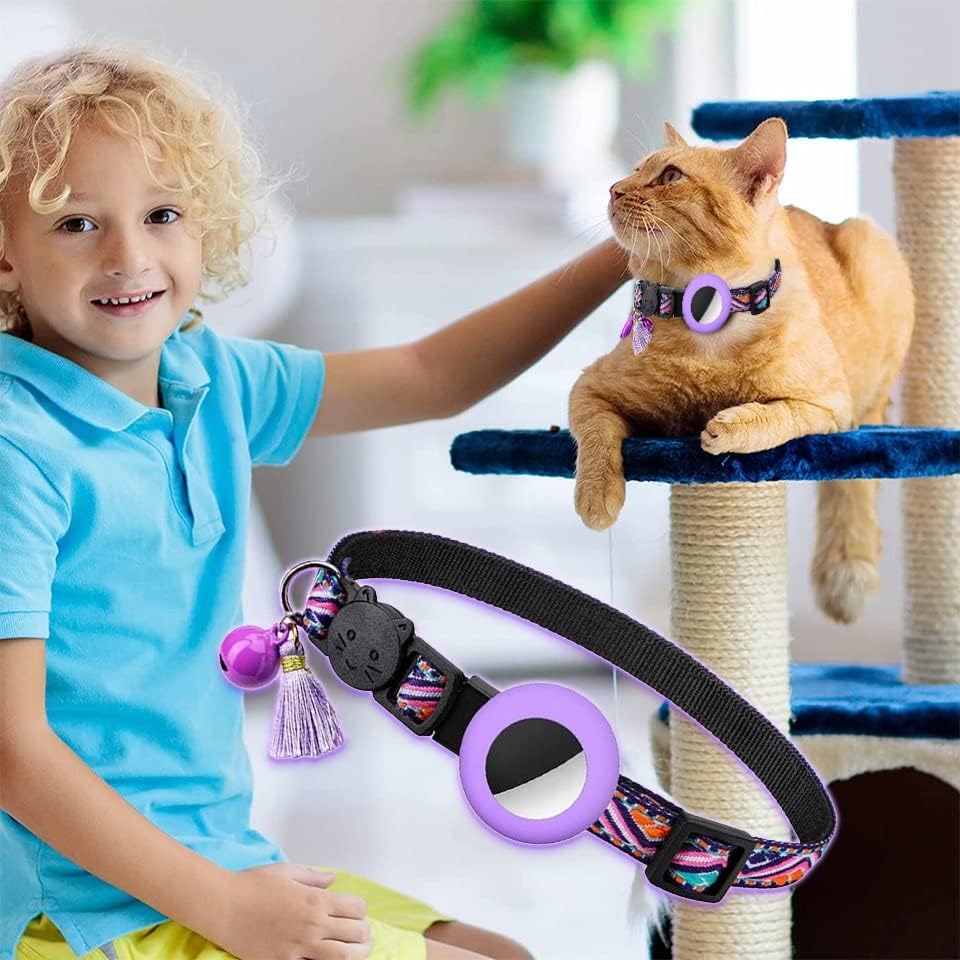 Colarinho de gola gato colares de airtag personalizados com colarinho de sino - à prova de água para meninas gatos de gola de tag