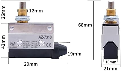 Interruptor de limite do êmbolo momentâneo de Nunomo 380V 10A 1nc+1No Painel de montagem Micro Switches AZ-7310