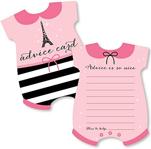 Big Dot of Happiness Paris, Ooh la la - Baby Bodysish Wish Card Paris Atividades com o chá de bebê com o chá de bebê - Conjunto