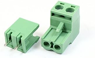 Iivverr 5 pcs verde kf2edg de 3,81 mm 2 posição ângulo reto 2 pinos conector de bloco de parafuso de parafuso combinável