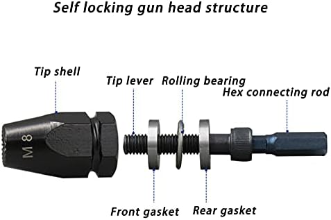 Pistola de porca de rebite pneumática eujgoov, m10 m12 kv-7805e 200rpm 0,6-0,8mpa liga de aço automático da porca de rebite