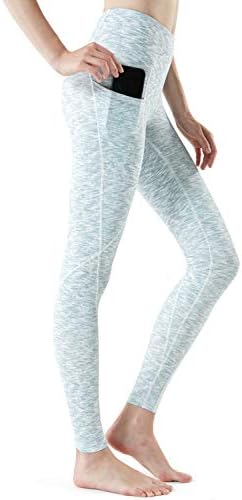 Calças de ioga feminina TSLA com bolso oculto/lateral, treino leve, com calças justas, capri de trechos de 4 vias