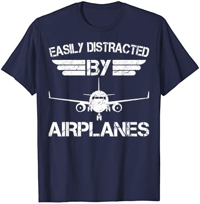 Facilmente distraído pela camiseta Aviation Pilot Airplane Lover