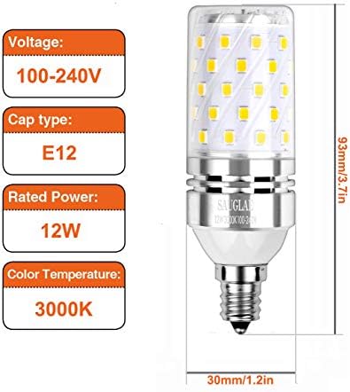 Bulbos de milho de Sagel E12 LED 12W, 100W Bulbos incandescentes equivalentes, 3000k Candelabra e12 SES Bulbos SES, não-minimizáveis,